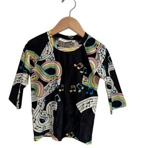 MINI RODINI - black short sleeve rash guard swim top - 104/110 (3-5 years)